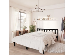 Vidaxl Estrutura de Cama Casal 135x190 Cm Pinho Maciço Preto