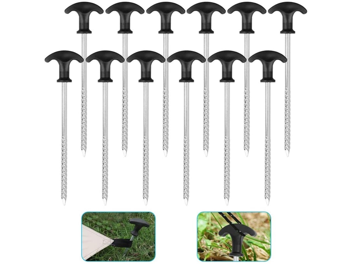 12pcs Pregos De Tenda Galvanizados Anti-oxidação Para Camping Jardim Acessórios Externos