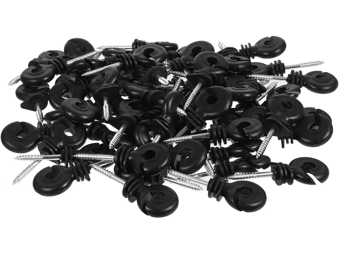 Pacote com 100 Isoladores para Cerca Elétrica, Postes de Madeira, Função Autoperfurante para Pastagens. SFUSHOS