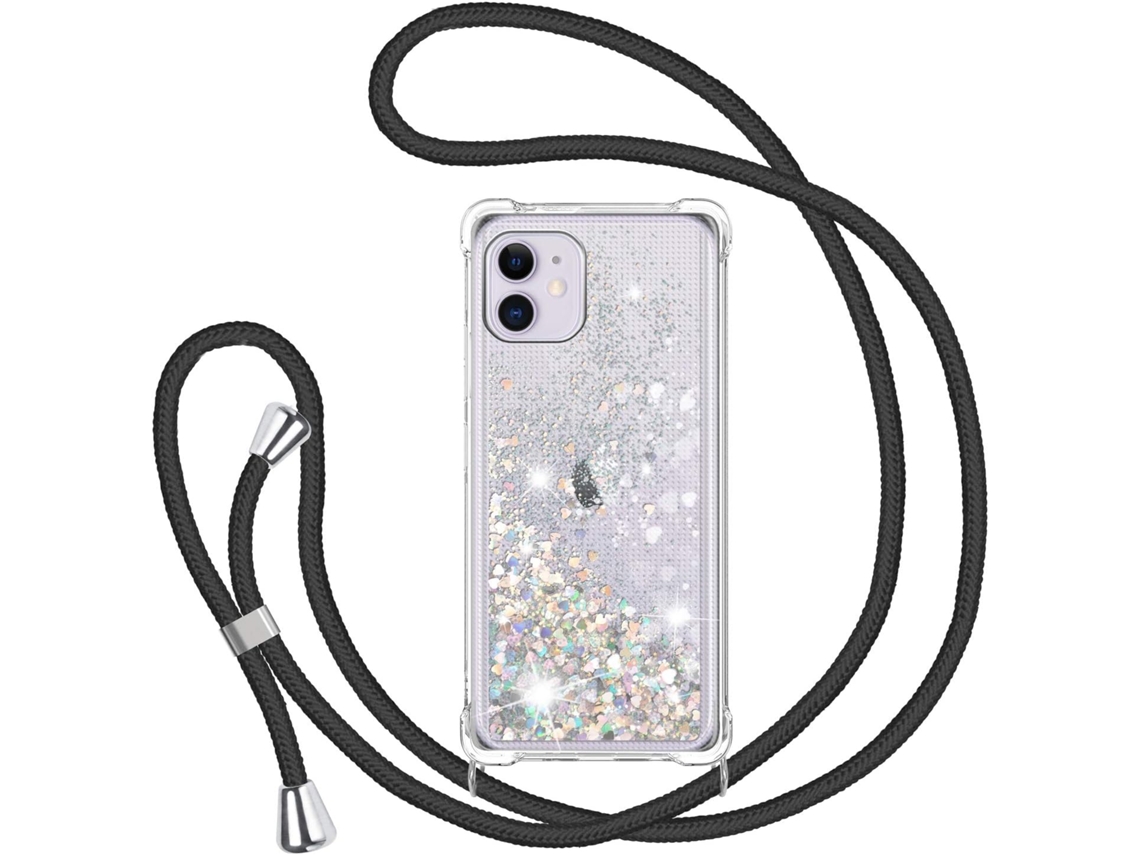 Correia Colar Pescoço para iPhone 11 HONGWE. Textura Macia Anti-Choque Transparente