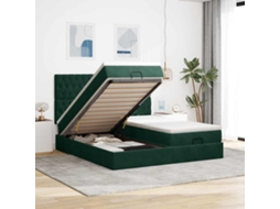 Vidaxl Estrutura de Cama Otomana com Colchão Verde Escuro Veludo