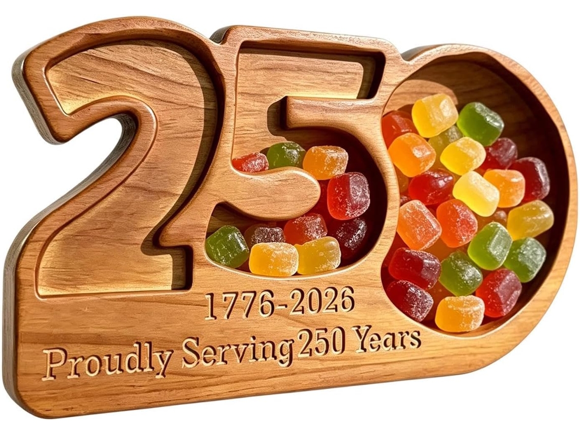 Bandejas De Madeira Para Servir - 250º Aniversário, 3 Compartimentos, 4 De Julho