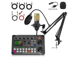 Kit De Microfone Eifson F998 Com Microfone Condensador, Braço Articulado E Filtro Pop - Preto/dourado
