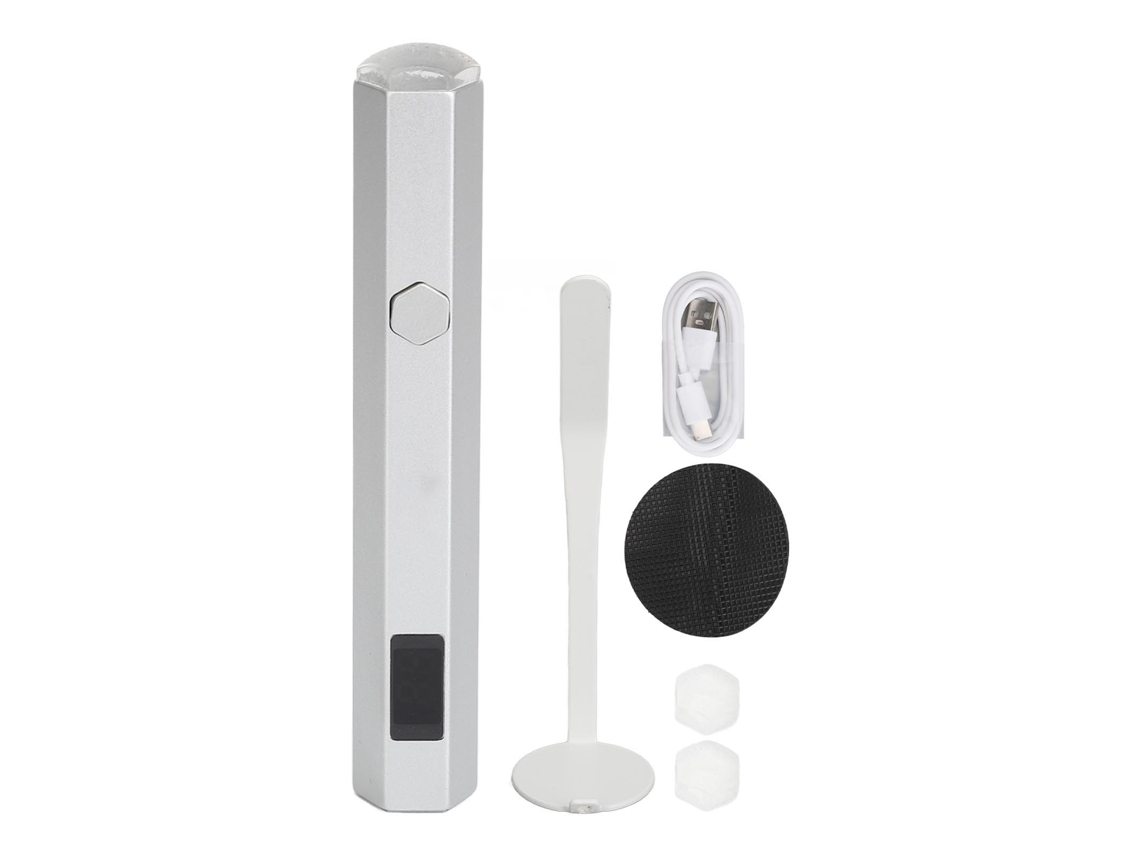 Lâmpada De Unha Led Mini Com 2 Velocidades, Ponta De Silicone Transparente E Ímã, Luz Digital Ajustável Prateada