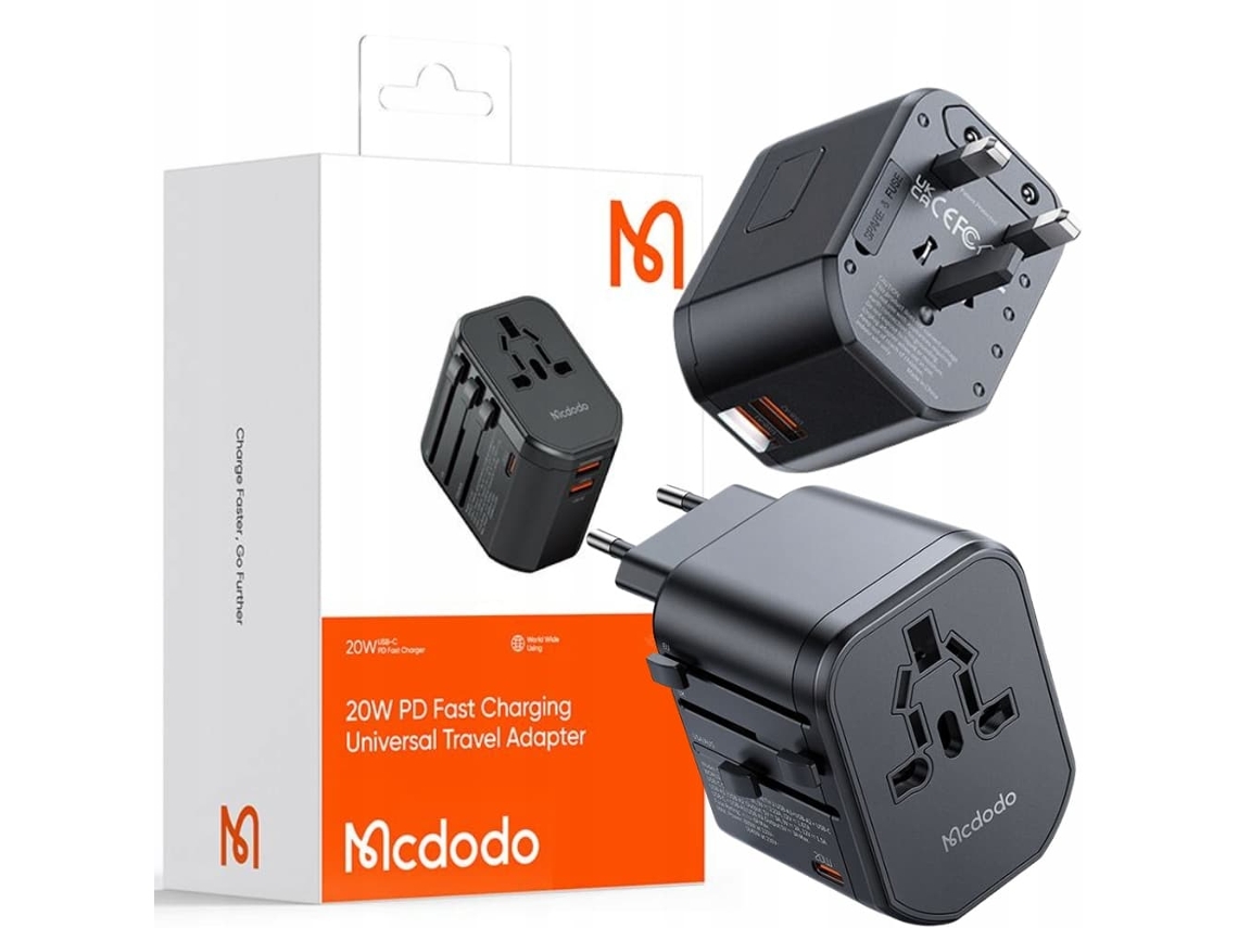Carregador De Viagem Mcdodo, Fonte De Alimentação Usb, 20w, Compatível Com Ue, Eua E Reino Unido