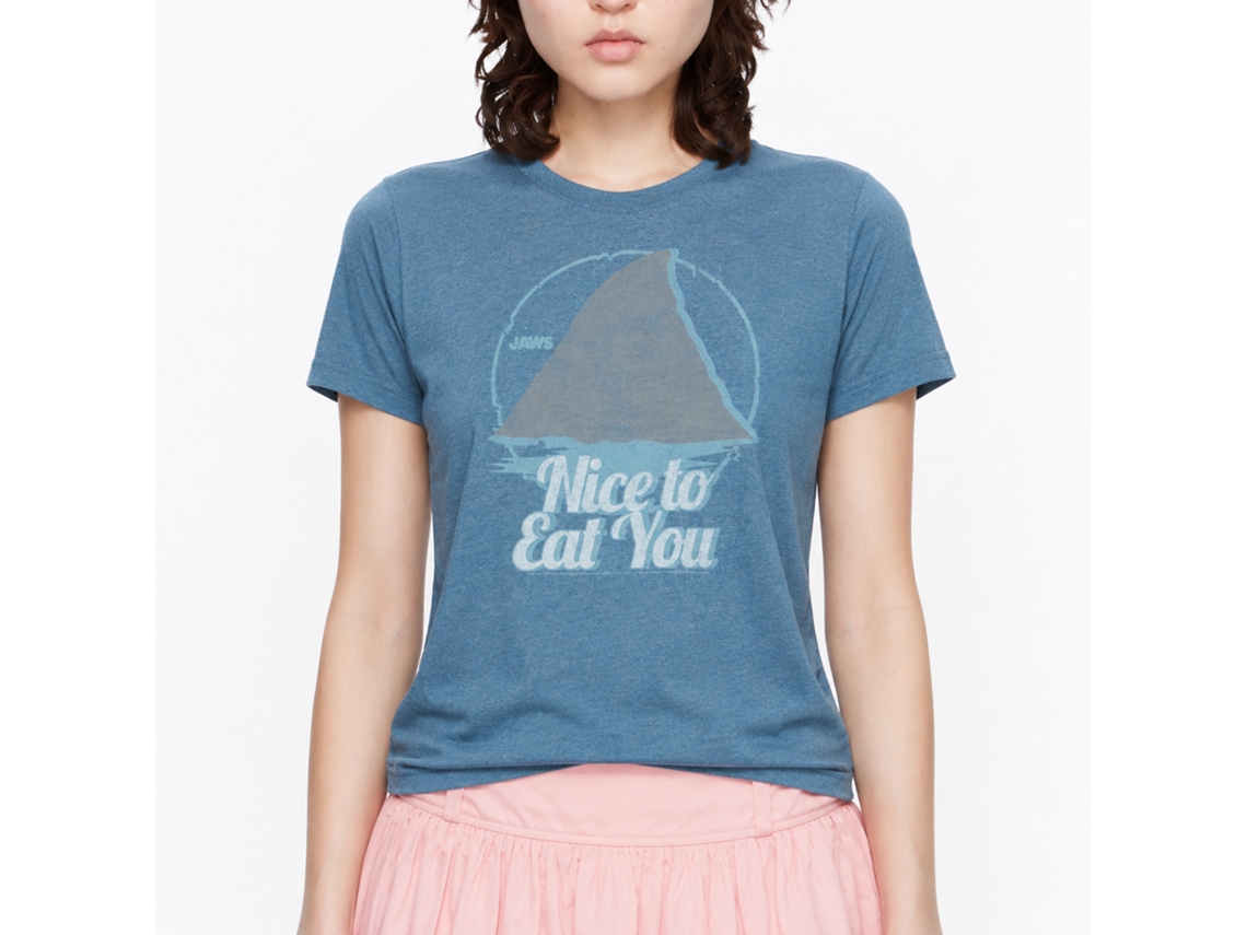 Rockinstone Jaws Movie Nice To Eat You Heather Indigo Adult T-shirt Size:s