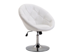 Poltrona Lounge Em Pele Com Base Aço, Branco