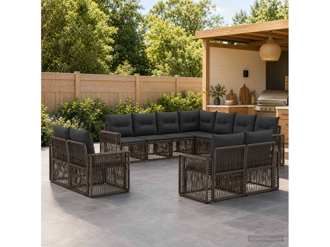 Vidaxl Conjunto De Sofá De Jardim 11 Unid. Cinza E Cinza Escuro