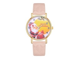 Reloj De Cuarzo Casual Con Correa De Pu, Diseño De Papai Noel, Para Homens E Mulheres (bege)
