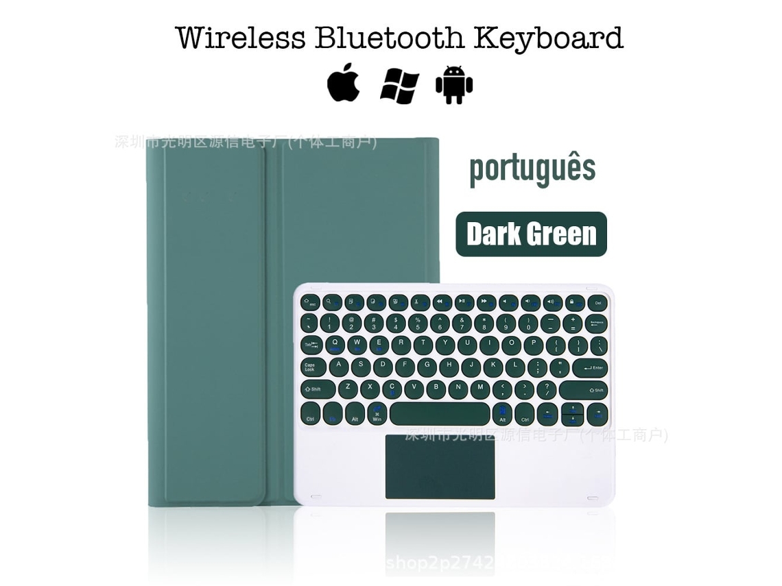 Capa Para Tablet Lurelia, Compatível Com Samsung Galaxy S7 11" T870/t875 ( Meia-noite Português, Verde, Teclado Bluetooth