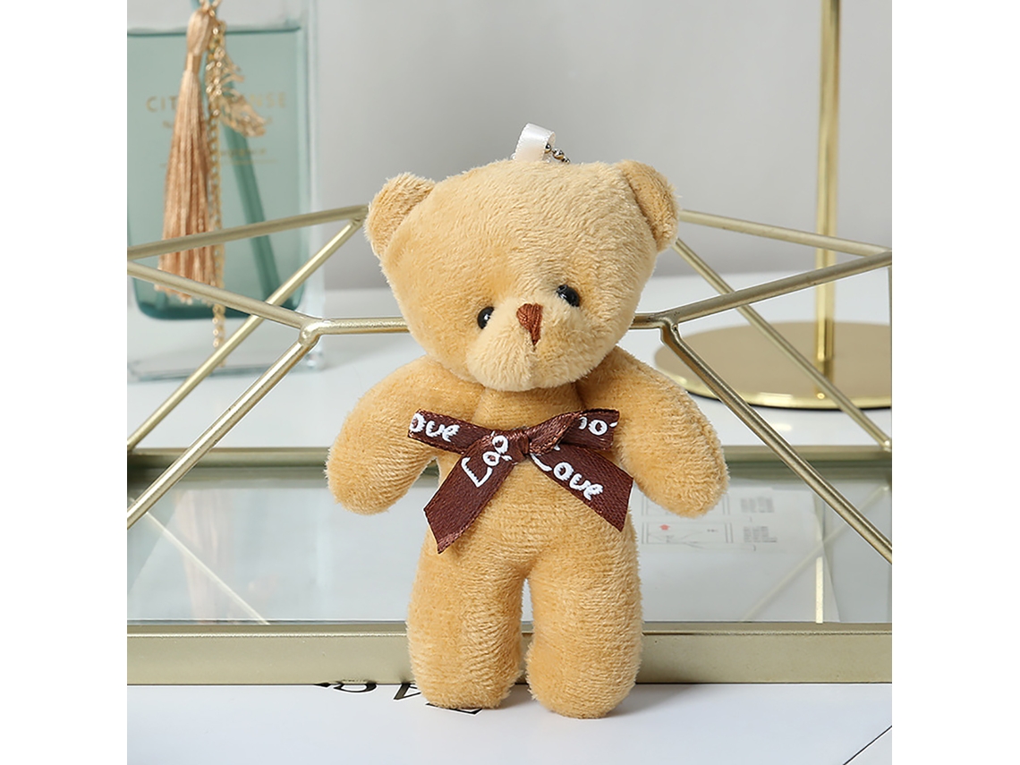 Walshlxq muñeco de Oso Peluche de Cabeza Grande com Gravata para Dia Dos Namorados, Aniversário, Casamento (s Marrom Claro 11x6cm 4.3x2.4in)