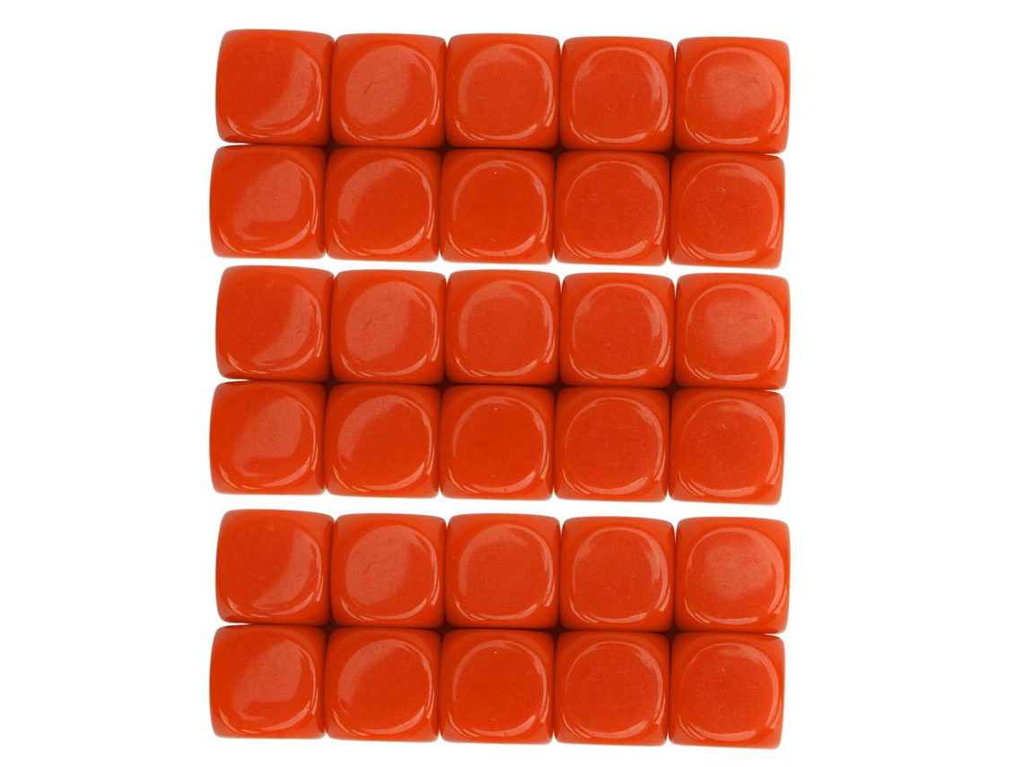 Conjunto De 30 Dados Em Plástico 16mm Em Branco Com Cantos Arredondados 6 Lados Para Diy Jogo Aula De Matemática Laranja
