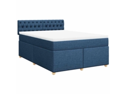 Box Spring Bed, Box Spring Beds Vidaxl Azul Tecido (140 X 190 Cm)
