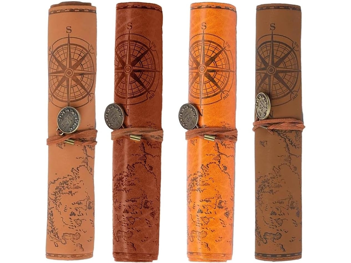 Estojo De Couro Com 4 Peças, Estojo Enrolável Com Cartão, Estojo Vintage Para Pincéis De Maquiagem, Gokoco