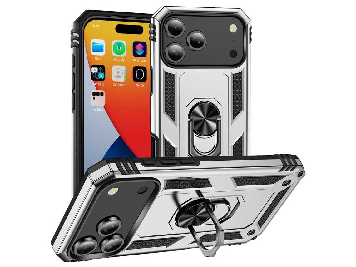 Capa Híbrida À Prova De Choque Para Iphone 17 Pro, Prateada.