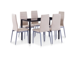 Vidaxl Conjunto De Jantar 7 Pcs Cappuccino