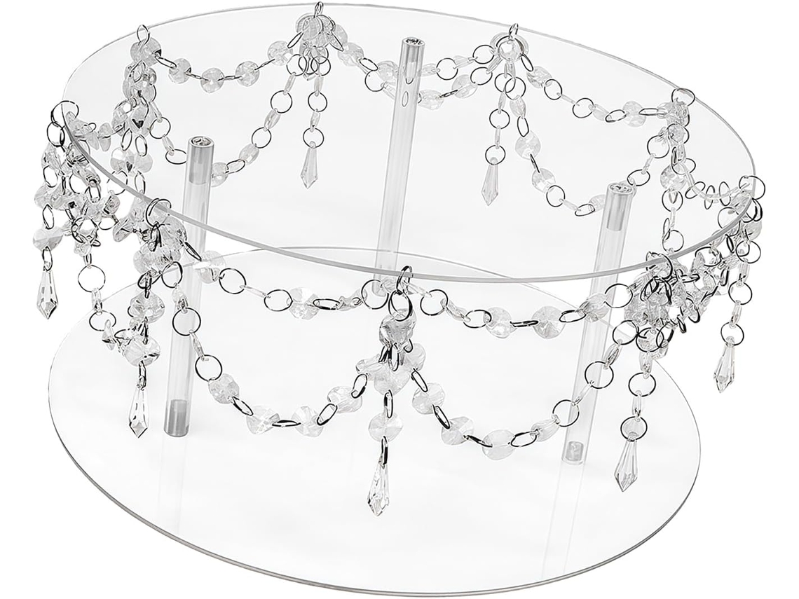 Elegante Suporte De Acrílico Para Sobremesas Com Contas De Cristal, Ideal Para Decoração De Doces E Eventos