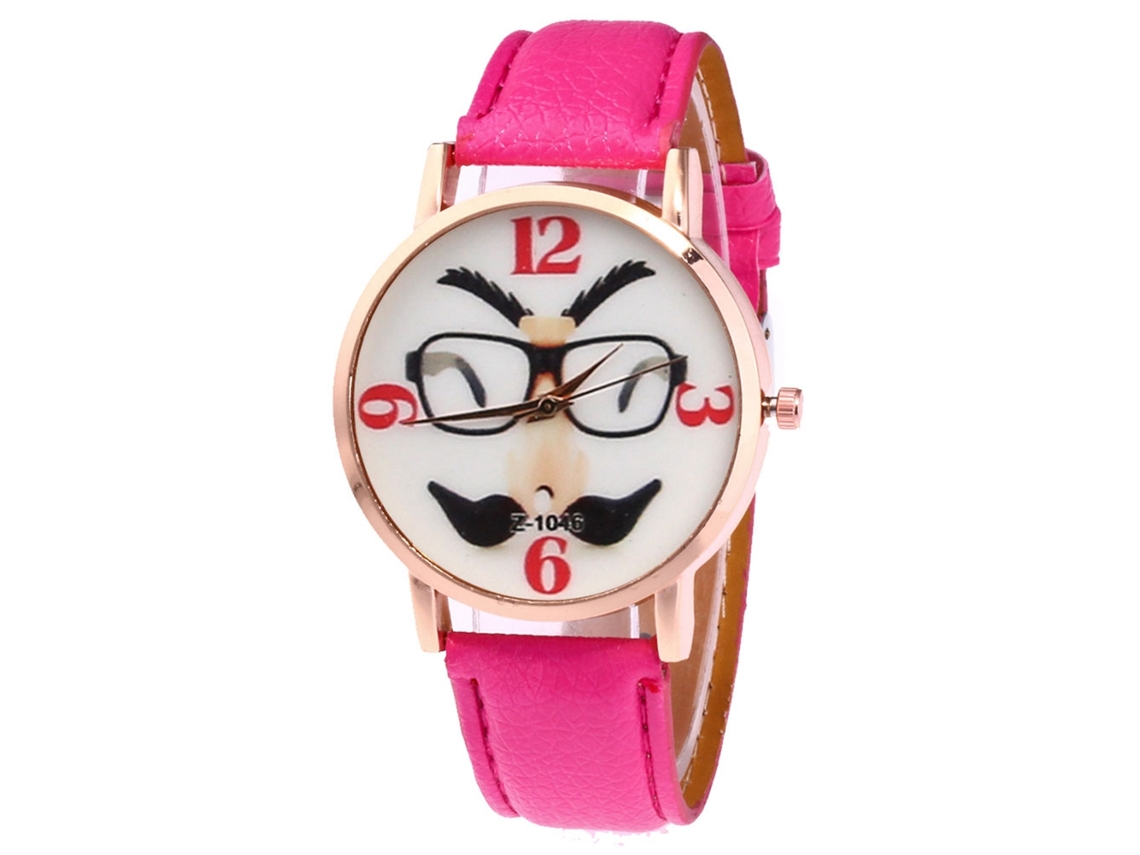 Reloj De Pulsera De Cuarzo Con Correa De Cuero Pu Zhoulianfa (rojo Rosa) Unisex