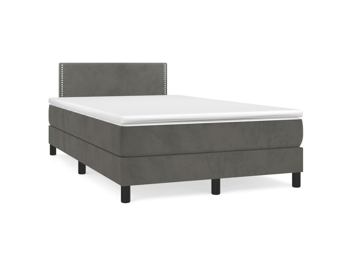 Vidaxl Cama Boxspring Com Colchão 120x190 Cm Veludo Cinzento-escuro