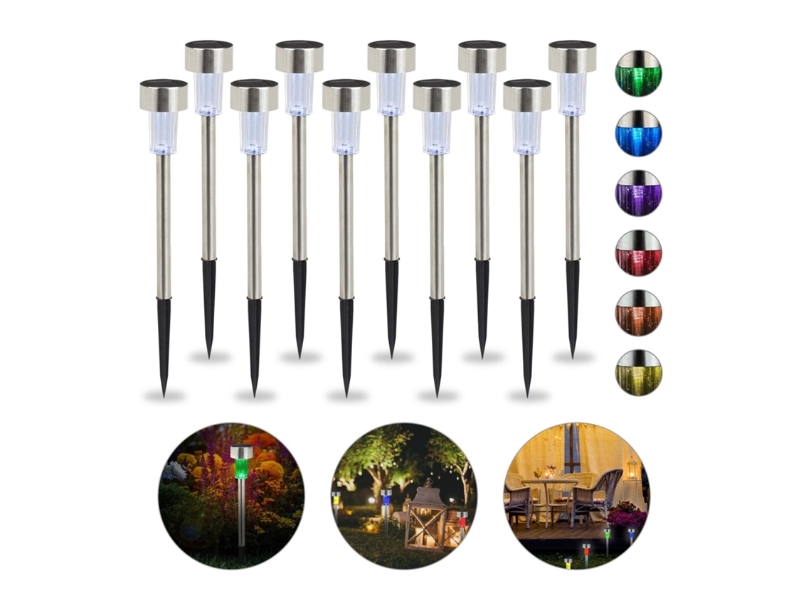 Conjunto Com 10 Luzes Solares Led De Vidro Para Jardim