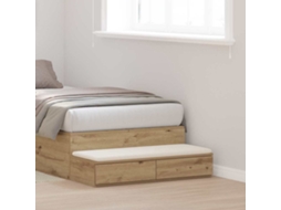 Vidaxl Gavetas De Cama Carvalho Artesanal 100 X 36,5 X 16,5 Cm