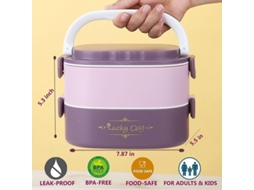 Rebe-bandeja De Almoço Para Adultos E Crianças, Recipiente Empilhável, Hermético, Apto Para Micro-ondas, Sem Bpa, Dupla Camada, Roxo
