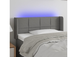 Vidaxl Cabeceira Cama C/ Luzes Led Tecido 93x16x78/88cm Cinza-escuro