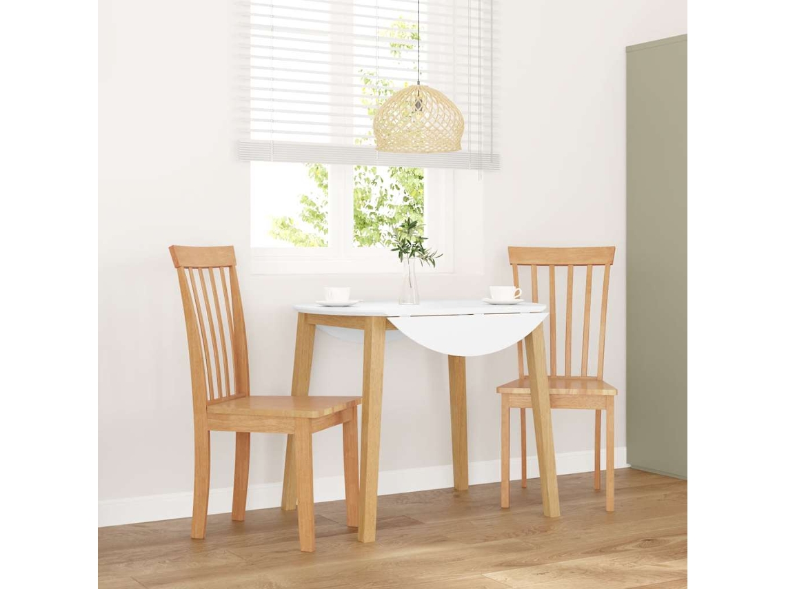Vidaxl Cadeiras De Jantar 2 Pcs Madeira Seringueira Maciça Natural