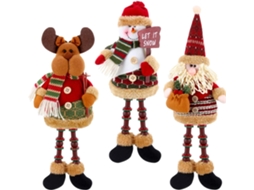 Conjunto de 3 Figuras de Natal Papai Noel Boneco de Neve e Rena Decoração de Mesa em Pelúcia RNEMITERY