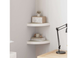 Vidaxl Prateleiras Canto Parede 2 Pcs 25x25x3,8 Cm Mdf Carvalho/branco