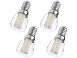 Pacote com 4 Lâmpadas Led E14 para Geladeira, Base de Rosca, 3w, Baixo Aquecimento, para Espaços SFUSHOS