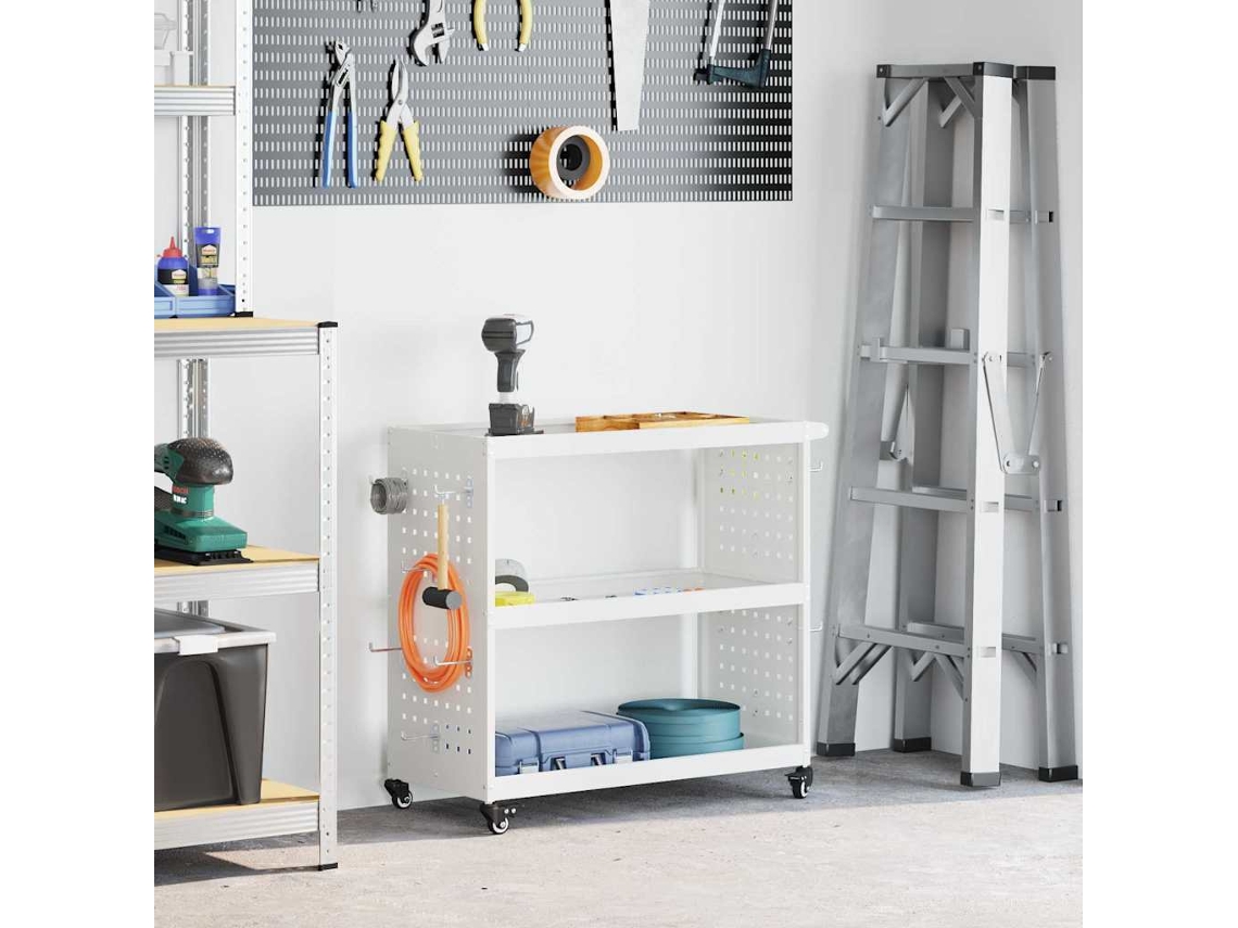 Vidaxl Carro De Ferramentas Branco 75 X 35 X 73 Cm Aço Laminado A Frio