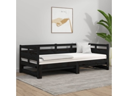 Sofá-cama De Puxar Pinho Maciço Preto 2x(80x200) Cm