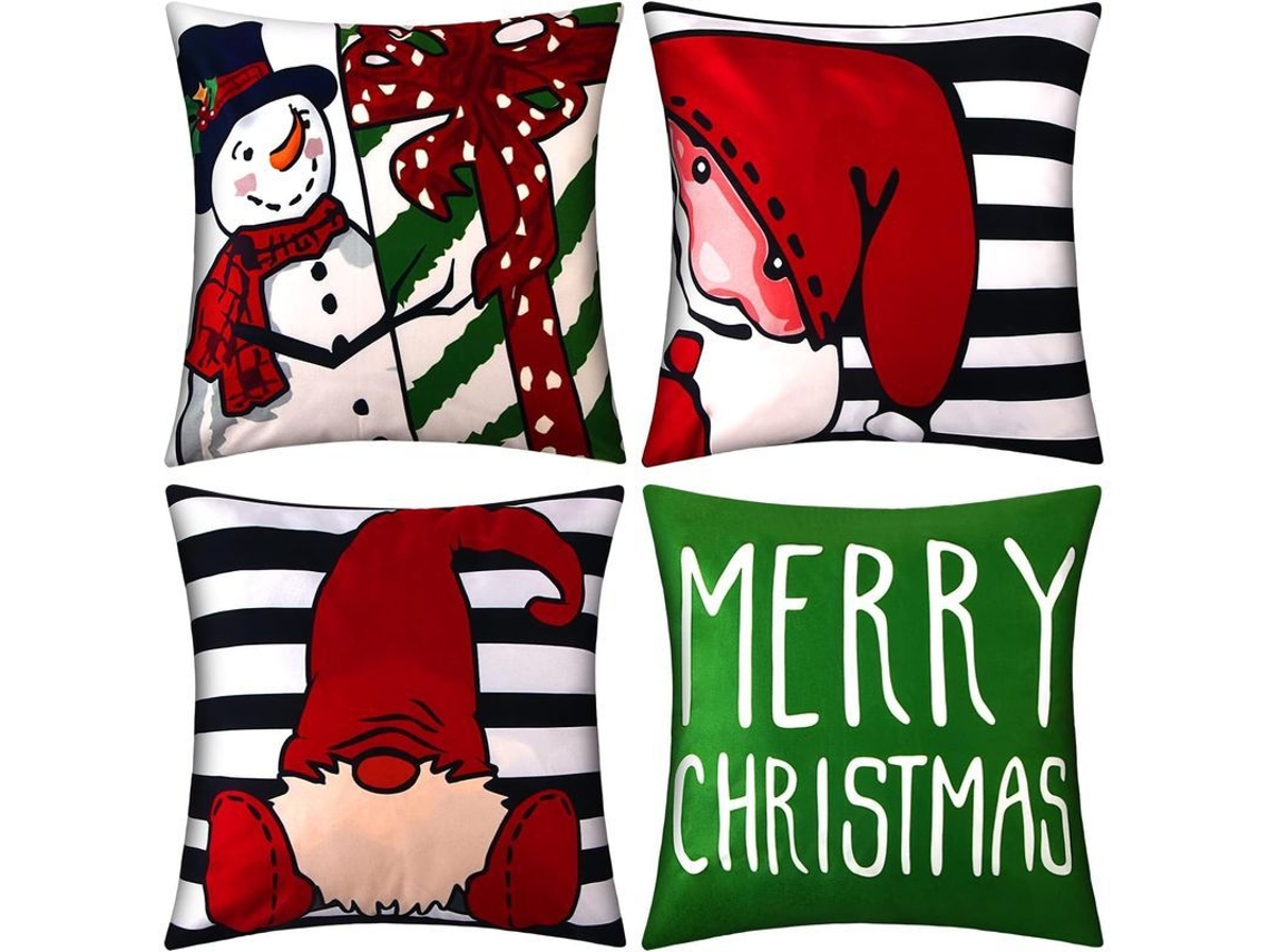 4 Capas de Travesseiro de Natal, Papai Noel, Decorativo, Resistente às Manchas Nova Line