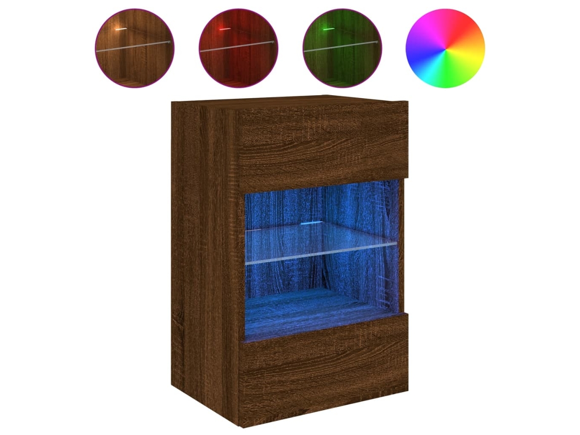 Móvel de Parede com Luzes Led Carvalho Castanho MAISON EXCLUSIVE (40x30x60,5 cm)