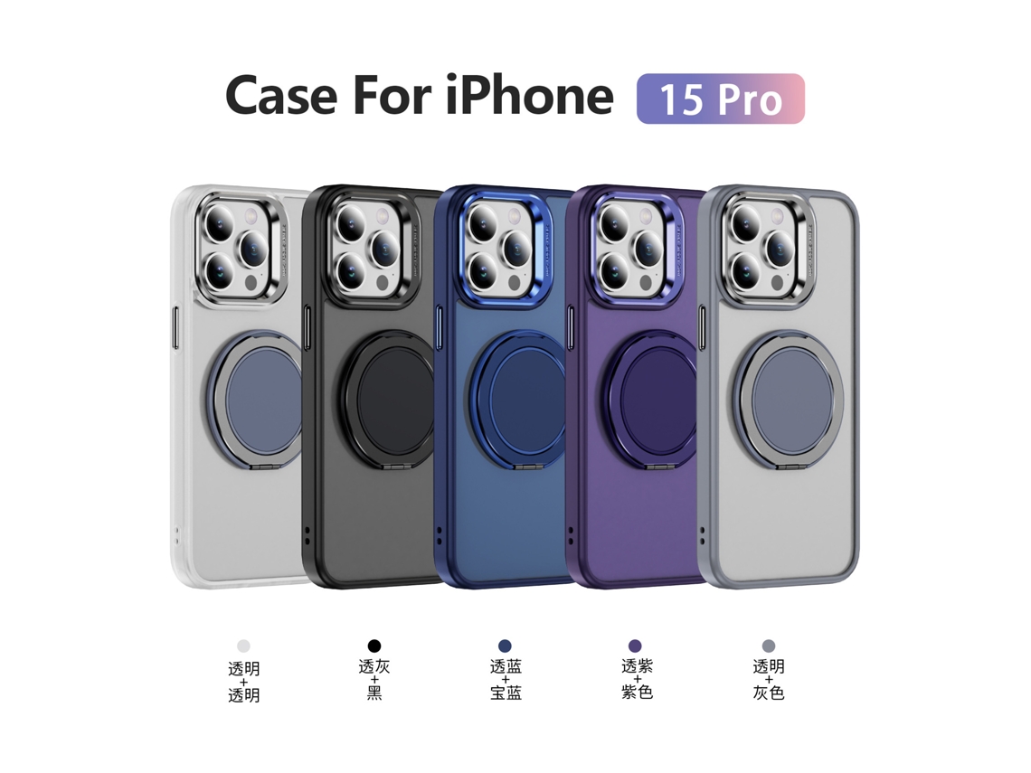 Capa De Celular Com Suporte Antiqueda Para Iphone 15 Transparente Cinza + Cinza