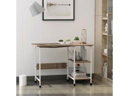 Cadeira Dobrável, Mesa De Escritório, Mesa Lateral, Mesa De Computador Móvel Com Rodas, Mdf Natural 107 X 55 X 76 Cm