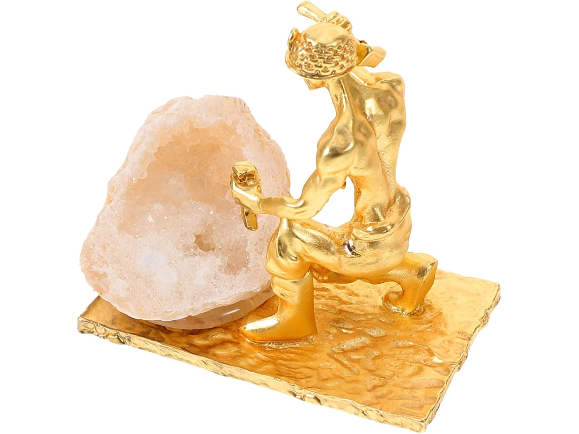 Ornamento Decorativo Em Aglomerado De Pedra Mineral Natural, Peça Bruta Decorativa, Artesanato Em Liga Metálica E