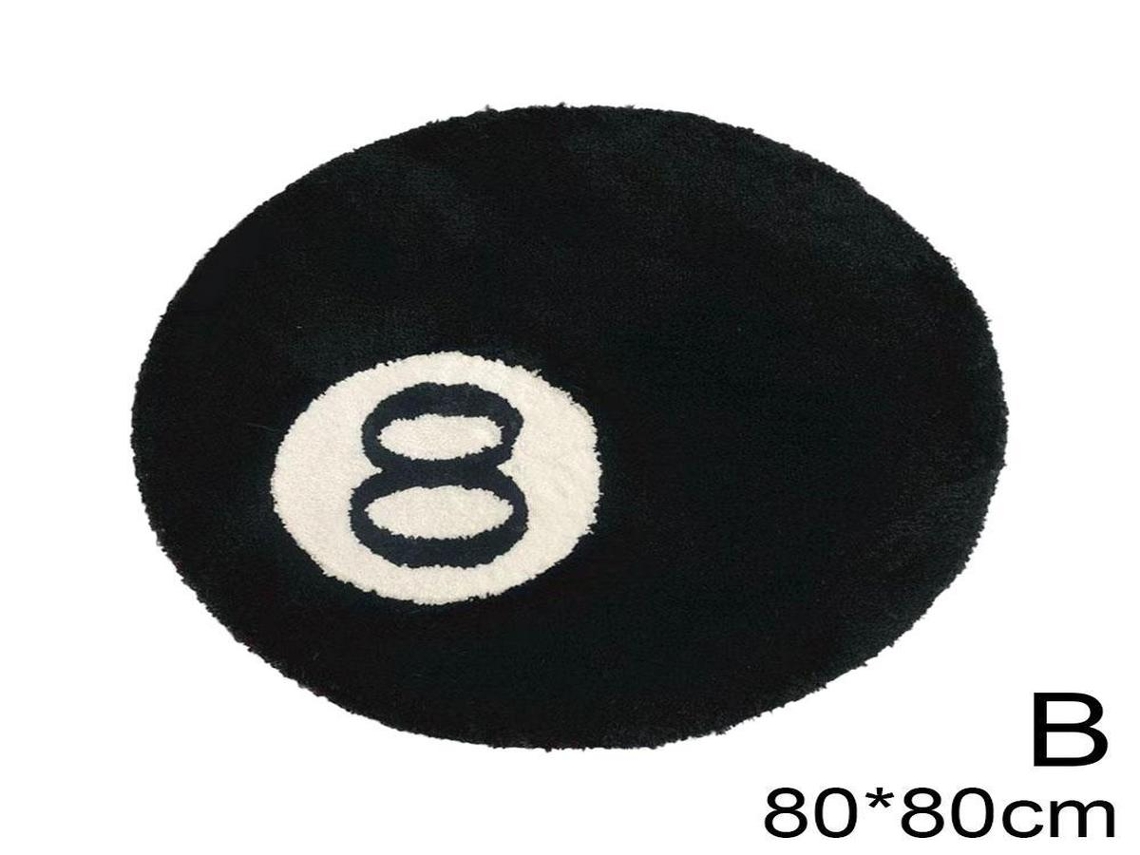 Lurelia Tapete Redondo 8 Bolas Infantil Antiderrapante Absorvente Macio Poliéster Preto 60x60 Cm Banheiro
