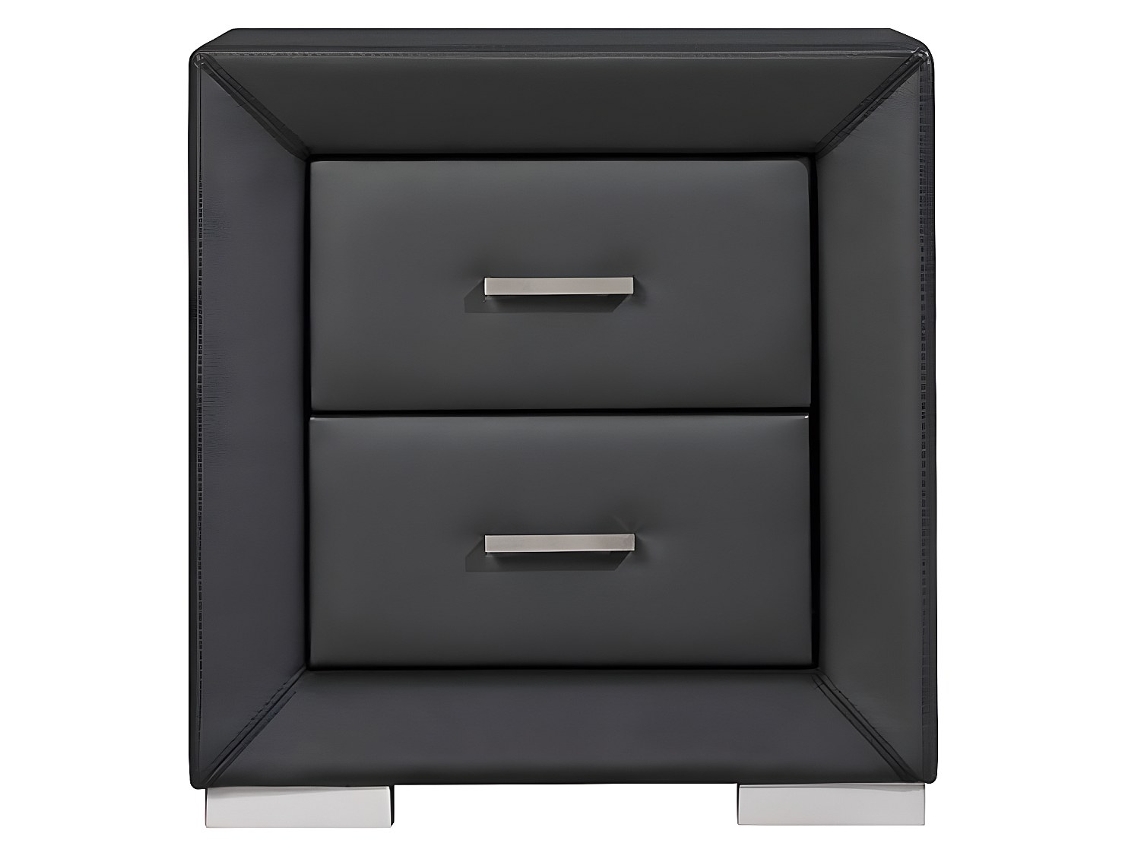 Mesa de Cabeceira VENTE-UNIQUE.PT Capitole (Preto - Pele Sintética - 51.5x43x54.5 cm)