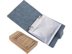 Álbum De Sementes, Organizador De Sementes Para Envelopes Autoadesivos, Pasta Azul Em Couro Sintétic Gokoco