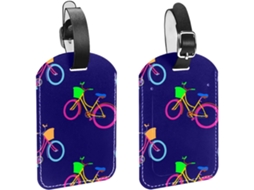 Conjunto De 2 Etiquetas Bagagem Bicicleta Em Couro Pu Proteção Da Privacidade