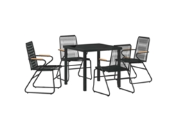 Conjunto 5 Conjunto De Jantar Para Jardim Vidaxl Preto Pvc (80 X 80 X 73 Cm)
