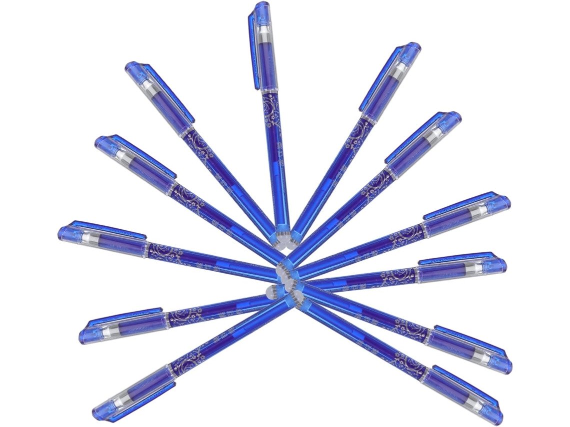 Conjunto De 12 Canetas Rollerball Azuis Apagáveis 0,5 Mm Com Borracha,