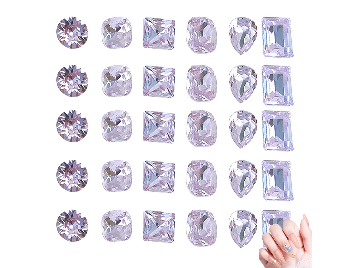 Cristais Roxos Claros para Unhas 30 Peças de Pedras Preciosas para Decoração Diy de Unhas e Artesanato RNEMITERY