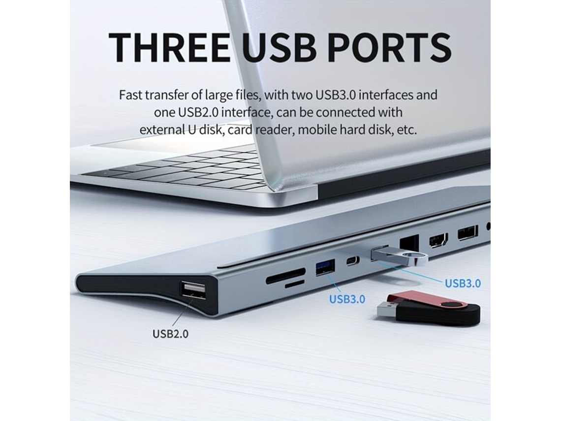 Dock Usb C Com Tela Tripla, Adaptador 12 Em 1.vayotoy