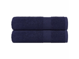 Conjunto 2 Toalha De Banho Vidaxl Azul Algodão