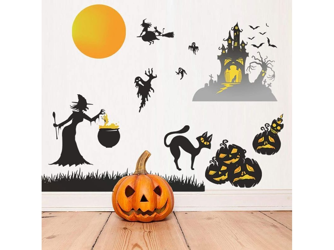 2026 adesivos de Janela para Halloween Linjou, Calcomanias de Fantasmas, Gatinhos e Abóboras para Decoração de Parede
