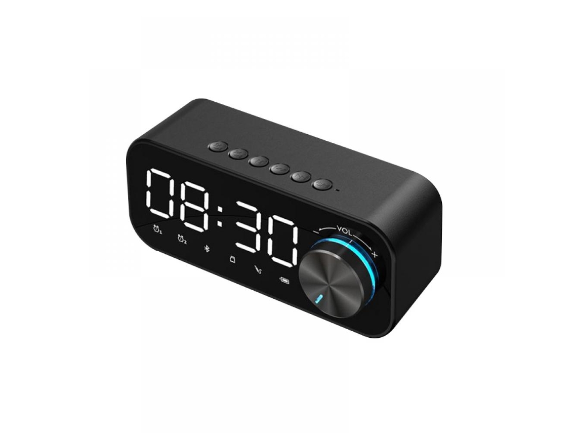 Despertador Bluetooth com alto-falante para iPhone e Android, luz noturna e visor LED Brilvibera (preto)