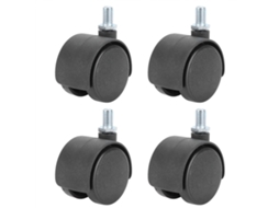4 Rodas Giratórias Plásticas 3,8cm 360° Para Móveis E Cadeiras